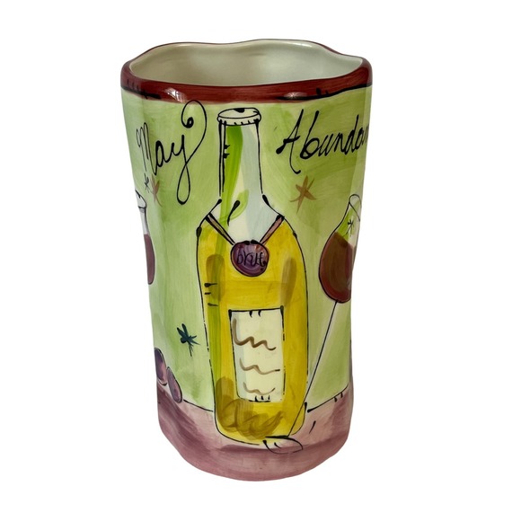 Julia Junkin Ceramic Wine Bottle Holder Cooler Vase May Abundance Fill Your Life - Picture 4 of 6